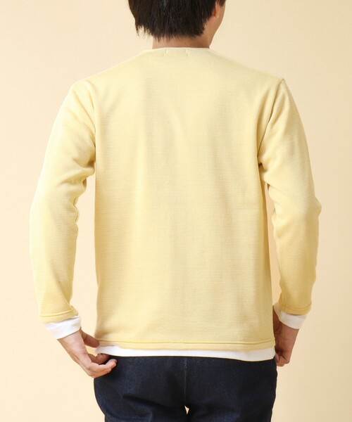 NOLLEY’S(ノーリーズ)の「《2点セット》SIX FUNCTION ボーダーVネックニットカーディガン(ロンT付き)(カーディガン/ボレロ・メンズ・イエロー/ネイビー/パープル/グレイッシュブルー・S/M/L)」の15枚目の写真