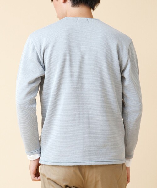 NOLLEY’S(ノーリーズ)の「《2点セット》SIX FUNCTION ボーダーVネックニットカーディガン(ロンT付き)(カーディガン/ボレロ・メンズ・イエロー/ネイビー/パープル/グレイッシュブルー・S/M/L)」の22枚目の写真