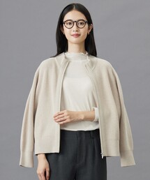 【洗える】CAT ジップアップブルゾン ニット