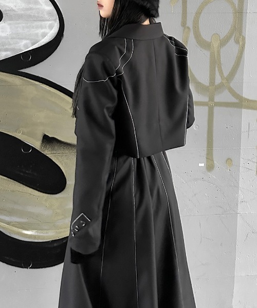 LVEU.】ステッチデザインクロップドジャケット / アウター ジャケット