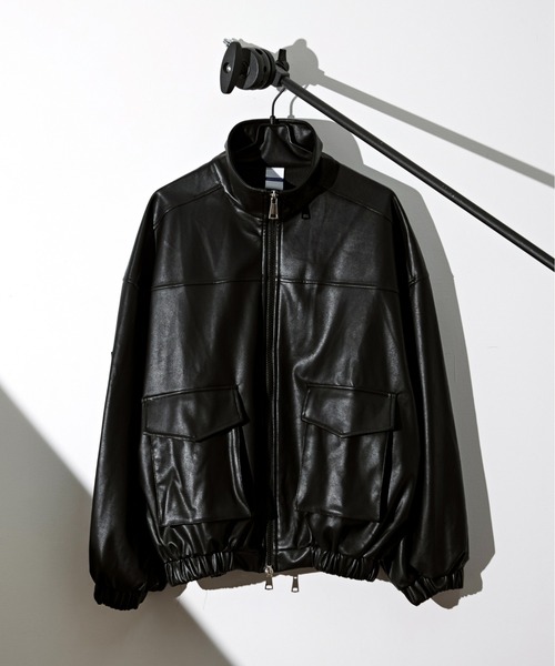 【セール】2-9C14 【ワイドシルエット】PUレザージャケット_ZIPUP Y2K（ブルゾン）｜CALIFORNIA OUTFITTERS（カリフォルニア アウトフィッターズ）