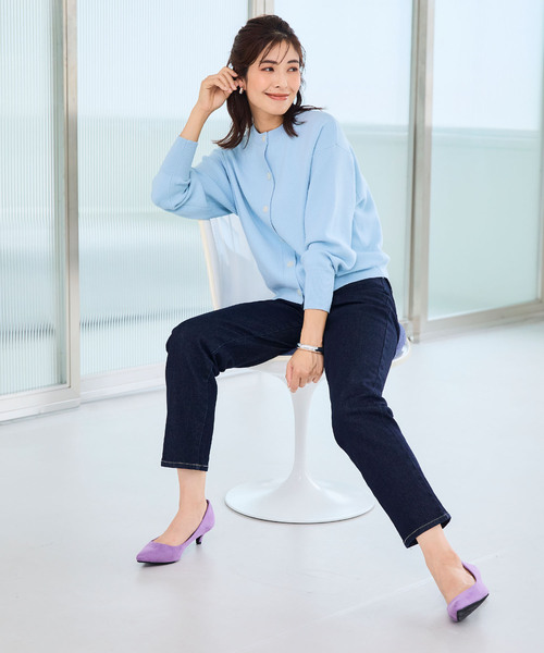 【新品未使用】コットン30G 半袖 ニットカーディガン セール】《洗える・タンブル乾燥可》クルーネックニットカーディガン