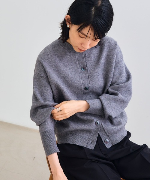 セール】《洗える・タンブル乾燥可》クルーネックニットカーディガン