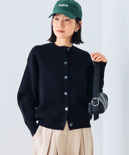 セール】《洗える・タンブル乾燥可》クルーネックニットカーディガン