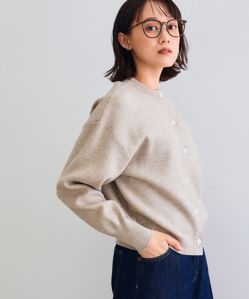 セール】《洗える・タンブル乾燥可》クルーネックニットカーディガン