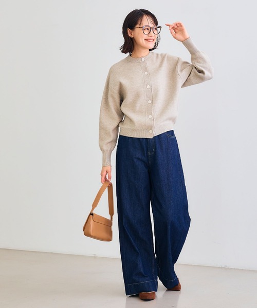 タグ付　未使用　美品　リエンダゴルフ　ニット ツイードカーディガン　半袖 セール】《洗える・タンブル乾燥可》クルーネックニットカーディガン