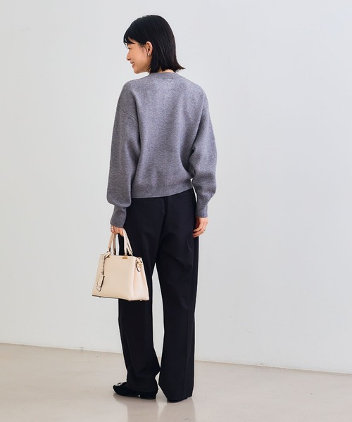 CROSS FUNCTION（クロスファンクション）の「《洗える・タンブル乾燥可》クルーネックニットカーディガン【CROSS FUNCTION/クロスファンクション】（ニット/セーター・レディース・杢グレー/ライトブルー/ブラック/グレイッシュベージュ/レッド/モカ/チャコールグレー・M/LL/L）」の8枚目の写真