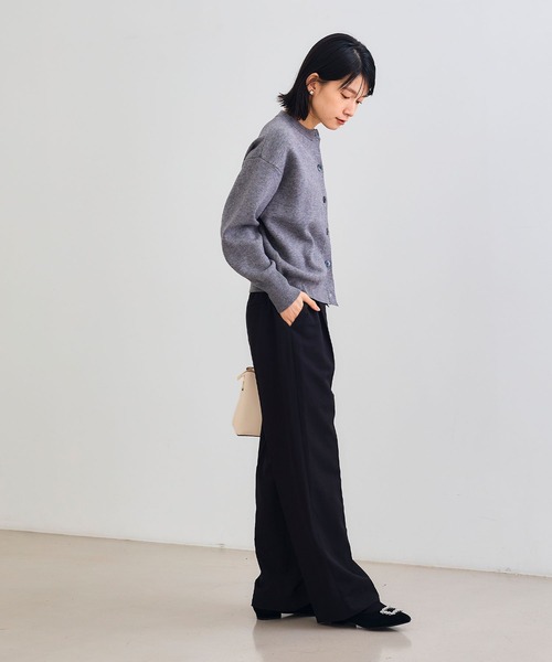 CROSS FUNCTION（クロスファンクション）の「《洗える・タンブル乾燥可》クルーネックニットカーディガン【CROSS FUNCTION/クロスファンクション】（ニット/セーター・レディース・杢グレー/ライトブルー/ブラック/グレイッシュベージュ/レッド/モカ/チャコールグレー・M/LL/L）」の9枚目の写真