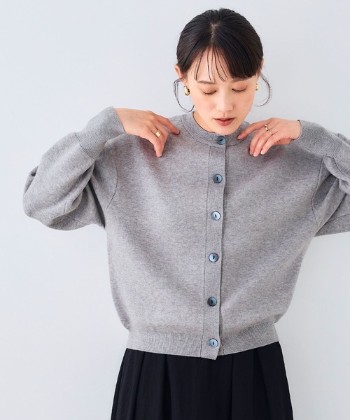 CROSS FUNCTION（クロスファンクション）の「《洗える・タンブル乾燥可》クルーネックニットカーディガン【CROSS FUNCTION/クロスファンクション】（ニット/セーター・レディース・杢グレー/ライトブルー/ブラック/グレイッシュベージュ/レッド/モカ/チャコールグレー・M/LL/L）」の10枚目の写真