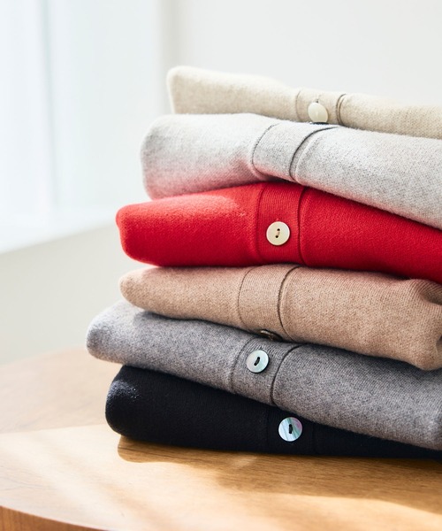 CROSS FUNCTION（クロスファンクション）の「《洗える・タンブル乾燥可》クルーネックニットカーディガン【CROSS FUNCTION/クロスファンクション】（ニット/セーター・レディース・杢グレー/ライトブルー/ブラック/グレイッシュベージュ/レッド/モカ/チャコールグレー・M/LL/L）」の19枚目の写真