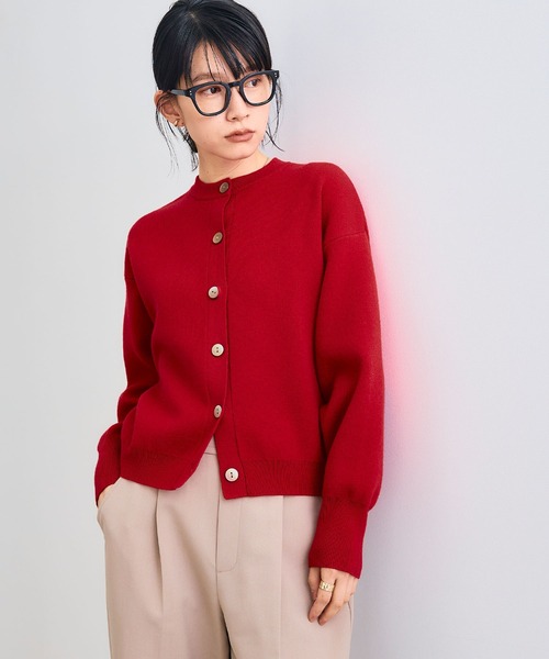 セール】《洗える・タンブル乾燥可》クルーネックニットカーディガン