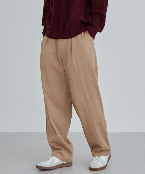 coen（コーエン）の「ウォッシュドストレッチワイドチノパンツ（チノパンツ・メンズ・ベージュ/パープル/ネイビー・M/L/XL）」の10枚目の写真