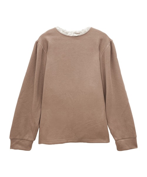 alotta(アロッタ)の「フワぽかテレコ裏ファー衿レースカットソー(Tシャツ/カットソー・レディース・ライトブラウン/ブラック・M/L/LL/3L)」の9枚目の写真