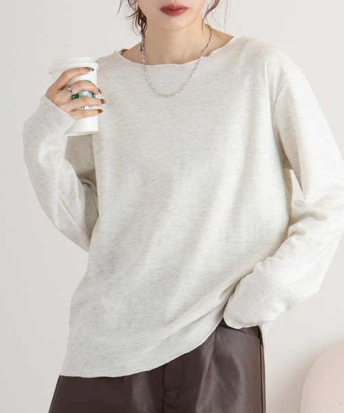 Arinomama（アリノママ）の「接結天竺　メロウトップス（Tシャツ/カットソー・レディース・アイボリー系/ライトグリーン系/ブラック/サックスブルー/テラコッタ・F）」の3枚目の写真