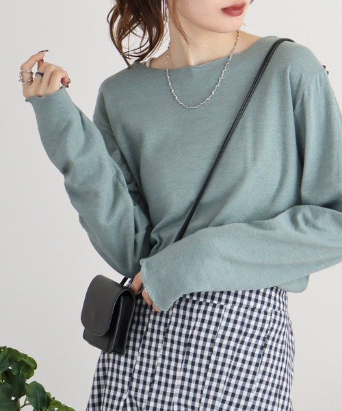 Arinomama（アリノママ）の「接結天竺　メロウトップス（Tシャツ/カットソー・レディース・アイボリー系/ライトグリーン系/ブラック/サックスブルー/テラコッタ・F）」の4枚目の写真