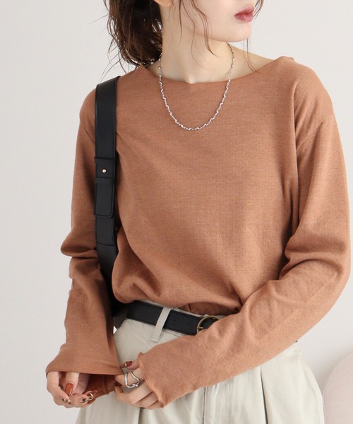Arinomama（アリノママ）の「接結天竺　メロウトップス（Tシャツ/カットソー・レディース・アイボリー系/ライトグリーン系/ブラック/サックスブルー/テラコッタ・F）」の2枚目の写真