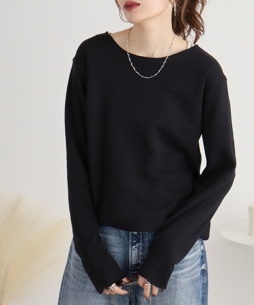 Arinomama（アリノママ）の「接結天竺　メロウトップス（Tシャツ/カットソー・レディース・アイボリー系/ライトグリーン系/ブラック/サックスブルー/テラコッタ・F）」の7枚目の写真