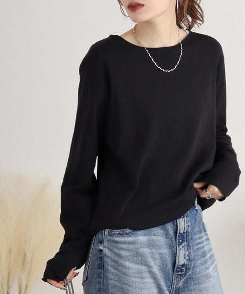Arinomama（アリノママ）の「接結天竺　メロウトップス（Tシャツ/カットソー・レディース・アイボリー系/ライトグリーン系/ブラック/サックスブルー/テラコッタ・F）」の8枚目の写真