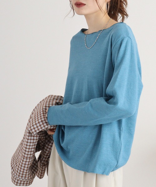 Arinomama（アリノママ）の「接結天竺　メロウトップス（Tシャツ/カットソー・レディース・アイボリー系/ライトグリーン系/ブラック/サックスブルー/テラコッタ・F）」の22枚目の写真