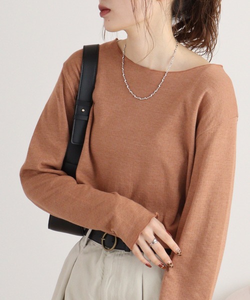 Arinomama（アリノママ）の「接結天竺　メロウトップス（Tシャツ/カットソー・レディース・アイボリー系/ライトグリーン系/ブラック/サックスブルー/テラコッタ・F）」の10枚目の写真