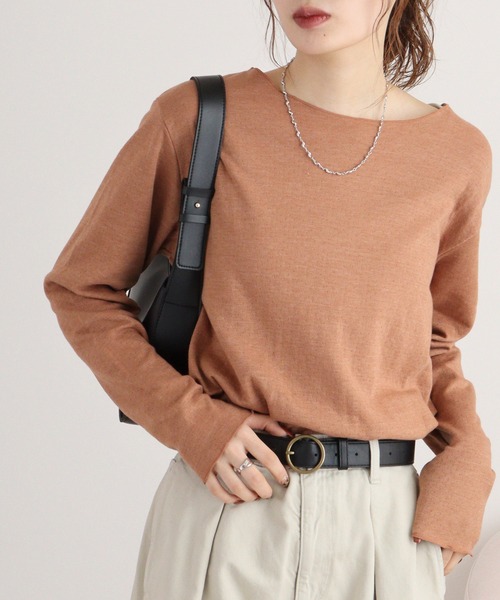 Arinomama（アリノママ）の「接結天竺　メロウトップス（Tシャツ/カットソー・レディース・アイボリー系/ライトグリーン系/ブラック/サックスブルー/テラコッタ・F）」の11枚目の写真
