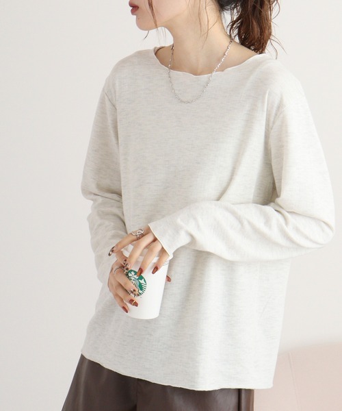 Arinomama（アリノママ）の「接結天竺　メロウトップス（Tシャツ/カットソー・レディース・アイボリー系/ライトグリーン系/ブラック/サックスブルー/テラコッタ・F）」の14枚目の写真