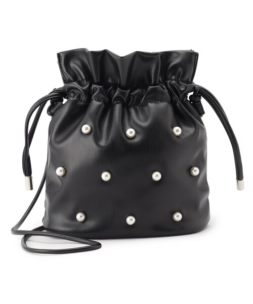 SHOO・LA・RUE（シューラルー）の「◆華やかさをプラスする パール調巾着ショルダーバッグ（ショルダーバッグ・レディース・ブラック/シルバー・00）」の4枚目の写真