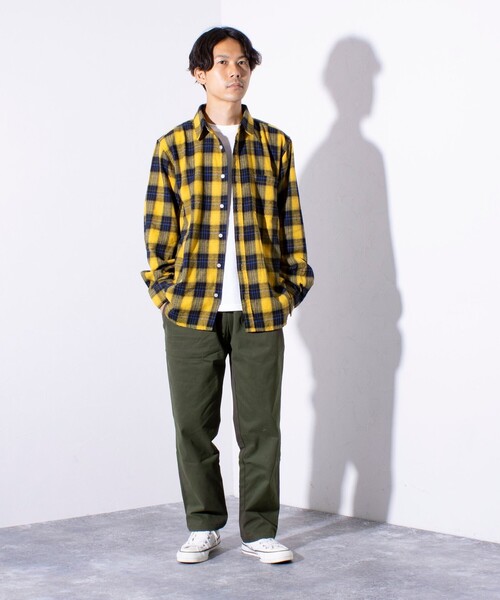 GLOSTER(グロスター)の「【GLOSTER/グロスター】ツイルチェック 起毛 レギュラーカラーシャツ 長袖 ネルシャツ(シャツ/ブラウス・メンズ・ブルー/ホワイト/レッド/イエロー・M/L/XL)」の5枚目の写真
