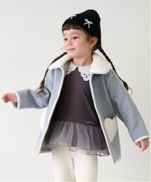 petit main | ファー衿ハートポケットコート(ステンカラーコート)