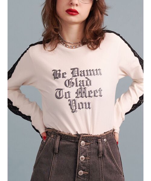 jouetie(ジュエティ)の「シャイニーロゴレースライントップス/ロンT(Tシャツ/カットソー・レディース・ブラック/レッド/オフホワイト・MEDIUM)」の9枚目の写真