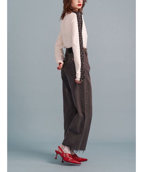 jouetie(ジュエティ)の「シャイニーロゴレースライントップス/ロンT(Tシャツ/カットソー・レディース・ブラック/レッド/オフホワイト・MEDIUM)」の11枚目の写真