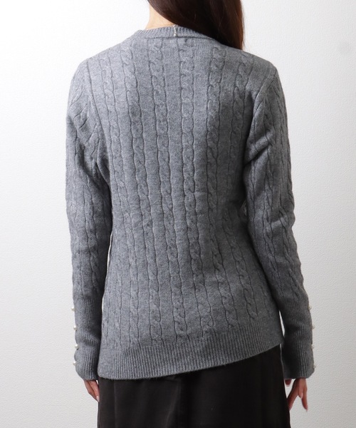 Lace Ladies(レースレディース)の「ラウンドネック 袖 パール ケーブル柄 ニット プルオーバー(ニット/セーター・レディース・アイボリー/ブラック/ベージュ/グレー・FREE/S)」の16枚目の写真