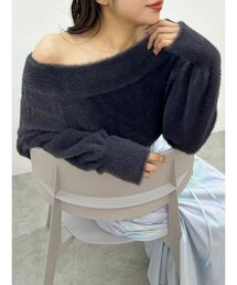 MERCURYDUO | オフショルミニシャギーニット(ニット/セーター)