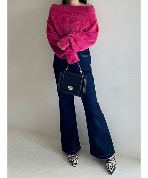 MERCURYDUO（マーキュリーデュオ）の「オフショルミニシャギーふわふわニット（ニット/セーター・レディース・グレー/アイボリー/レッド・FREE）」の16枚目の写真