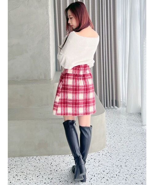 MERCURYDUO（マーキュリーデュオ）の「オフショルミニシャギーふわふわニット（ニット/セーター・レディース・グレー/アイボリー/レッド・FREE）」の18枚目の写真