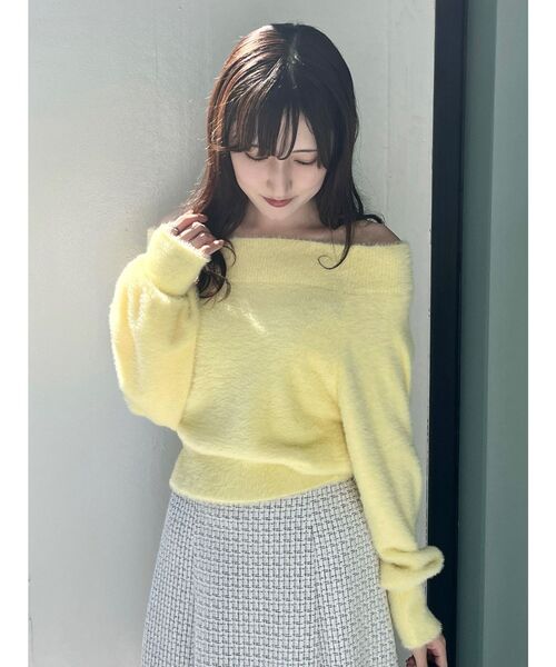 MERCURYDUO（マーキュリーデュオ）の「オフショルミニシャギーふわふわニット（ニット/セーター・レディース・グレー/アイボリー/レッド・FREE）」の21枚目の写真