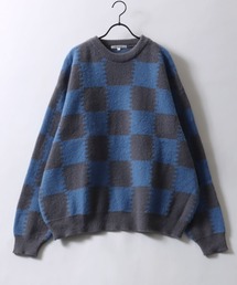 Checkered Pattern Knit Pullover/オーバーサイズ チェッカー柄 ニット セーター