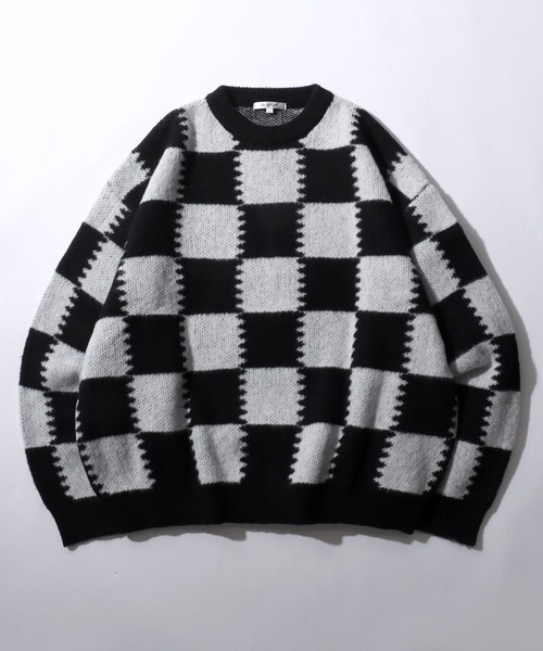 SITRY(シトリー)の「Checkered Pattern Knit Pullover/オーバーサイズ チェッカー柄 ニット セーター(ニット/セーター・メンズ・ブラック系その他/ブルー系その他/グレー系その他・M/L)」の12枚目の写真