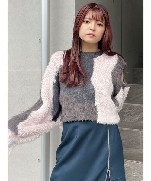 MURUA（ムルーア）の「異素材MIXフェザーニット（ニット/セーター・レディース・アイボリー/ブラウン/ブルー・FREE）」の17枚目の写真