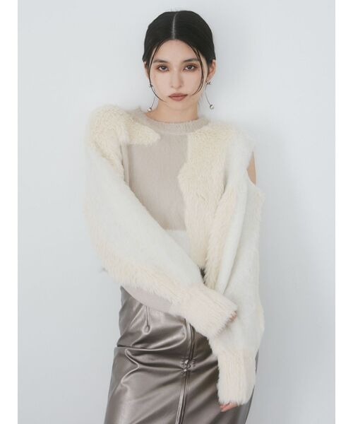 MURUA（ムルーア）の「異素材MIXフェザーニット（ニット/セーター・レディース・アイボリー/ブラウン/ブルー・FREE）」の18枚目の写真