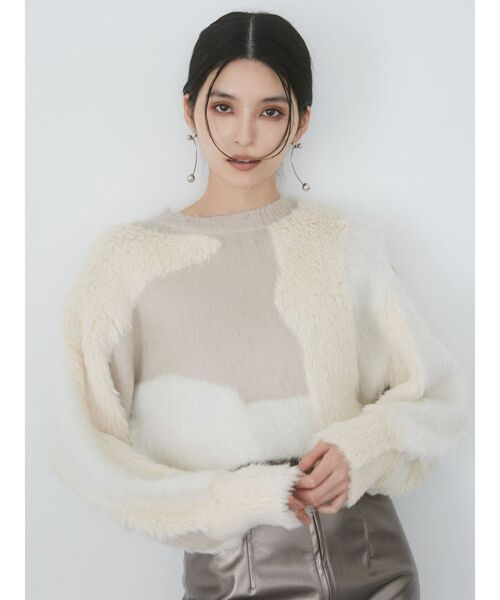 MURUA（ムルーア）の「異素材MIXフェザーニット（ニット/セーター・レディース・アイボリー/ブラウン/ブルー・FREE）」の19枚目の写真