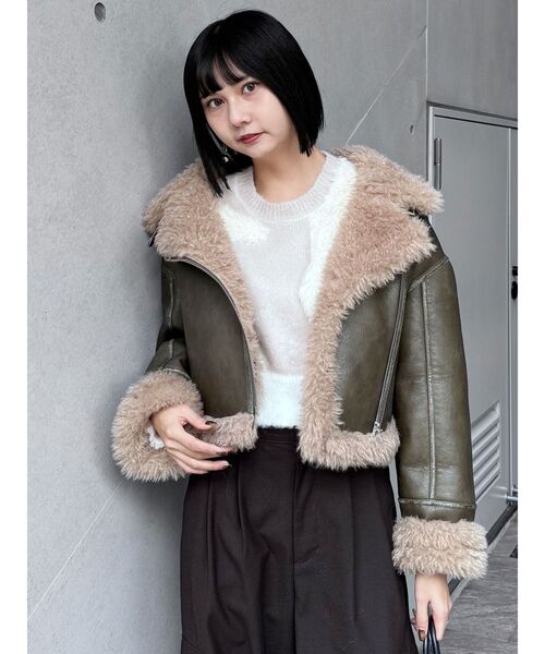 MURUA（ムルーア）の「異素材MIXフェザーニット（ニット/セーター・レディース・アイボリー/ブラウン/ブルー・FREE）」の4枚目の写真