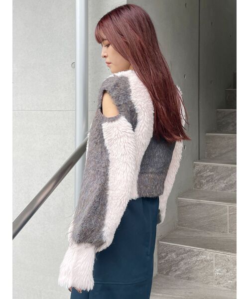 MURUA（ムルーア）の「異素材MIXフェザーニット（ニット/セーター・レディース・アイボリー/ブラウン/ブルー・FREE）」の7枚目の写真