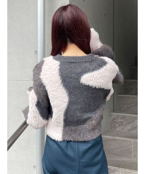 MURUA（ムルーア）の「異素材MIXフェザーニット（ニット/セーター・レディース・アイボリー/ブラウン/ブルー・FREE）」の8枚目の写真