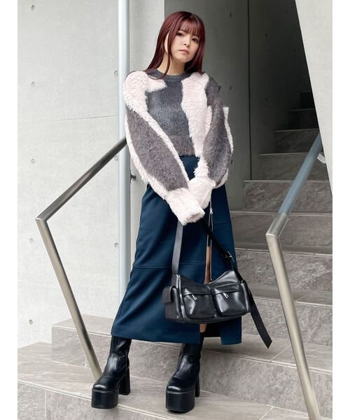 MURUA（ムルーア）の「異素材MIXフェザーニット（ニット/セーター・レディース・アイボリー/ブラウン/ブルー・FREE）」の9枚目の写真