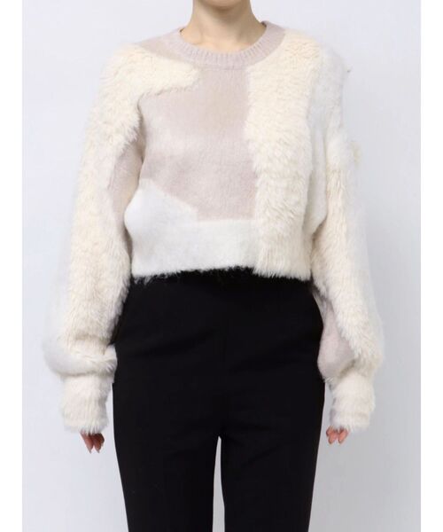 MURUA（ムルーア）の「異素材MIXフェザーニット（ニット/セーター・レディース・アイボリー/ブラウン/ブルー・FREE）」の10枚目の写真