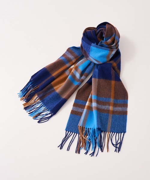 collex（コレックス）の「ラムズウールチェックマフラー（マフラー・レディース・ブルー系その他/オレンジ系その他・フリー）」の8枚目の写真