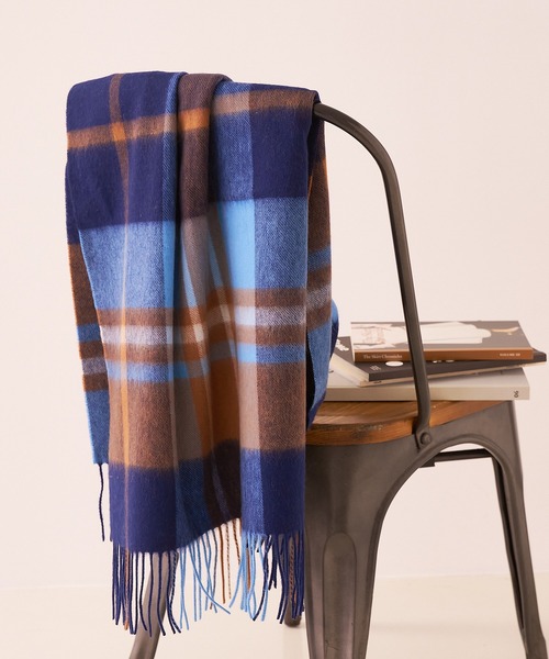 collex（コレックス）の「ラムズウールチェックマフラー（マフラー・レディース・ブルー系その他/オレンジ系その他・フリー）」の9枚目の写真