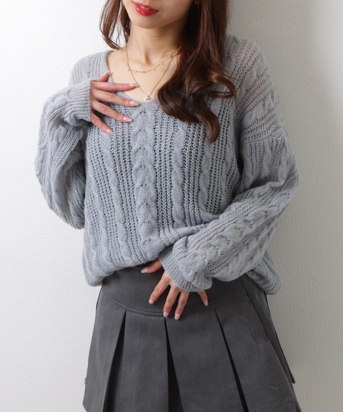 HEILIS ニット セーター 深Vネックプルオーバーニット