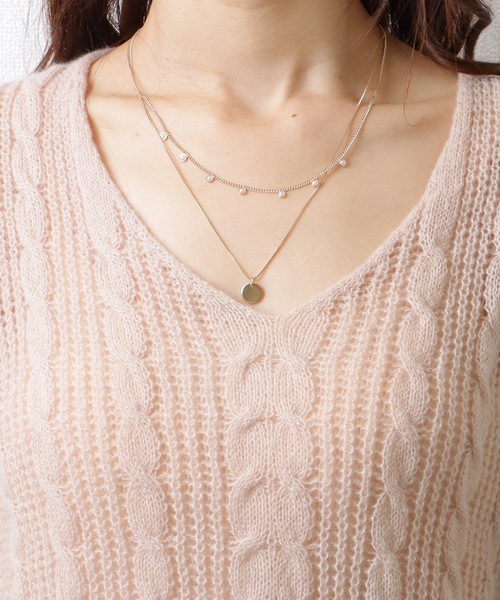 Lace Ladies(レースレディース)の「オーバーサイズ Vネック 透かし編み ニット プルオーバー トップス(ニット/セーター・レディース・グレー/ホワイト/ベージュ・FREE)」の15枚目の写真